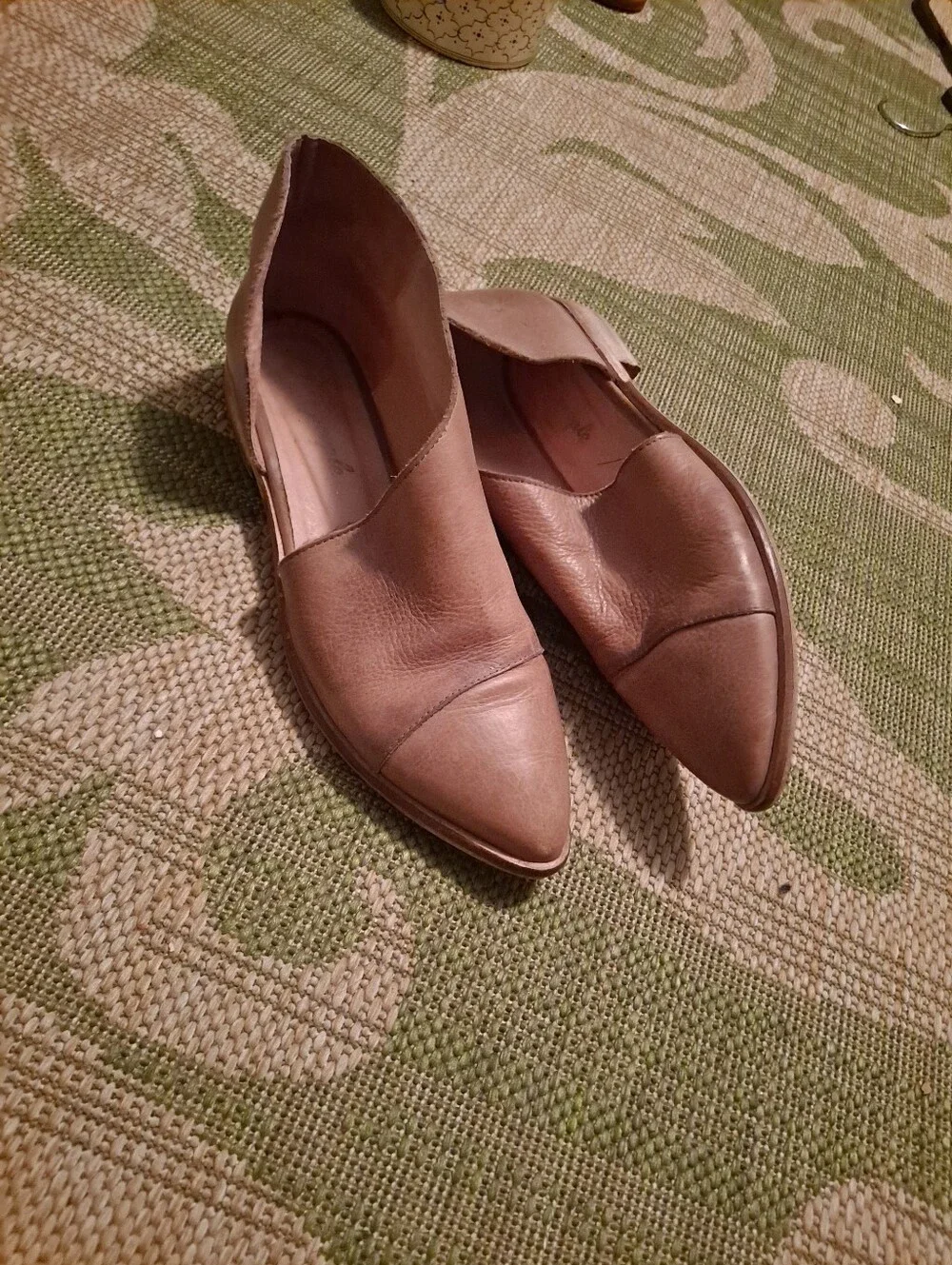 Free People  Leather Slip-On Loafers in Tan